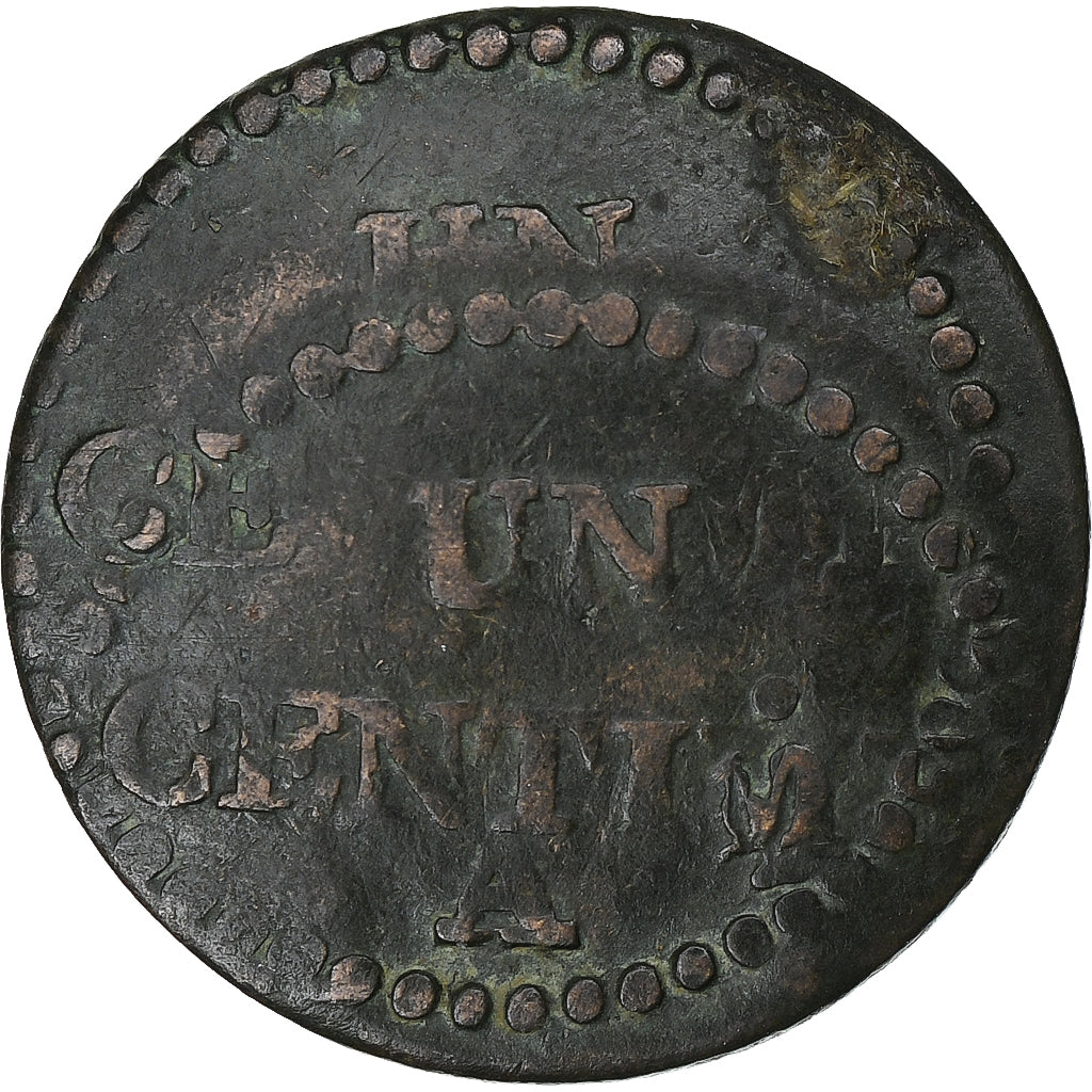 Frankreich, 1 Centime, Dupré, Uncertain date, Paris, Double-strike, Bronze, S+