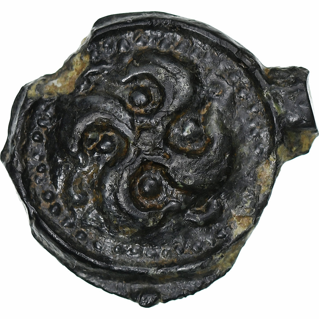 Suessiones, Potin au swastika, c. 60-50 BC, Bronze, AU(50-53), Latour:7873