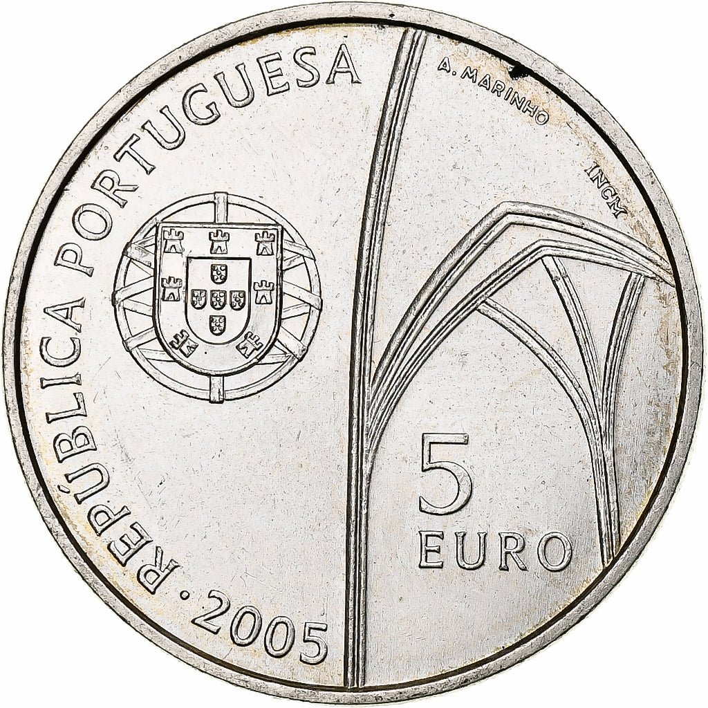 Portugal, 5 Euro, Monastery of Batalha, 2005, Silver, MS(64)