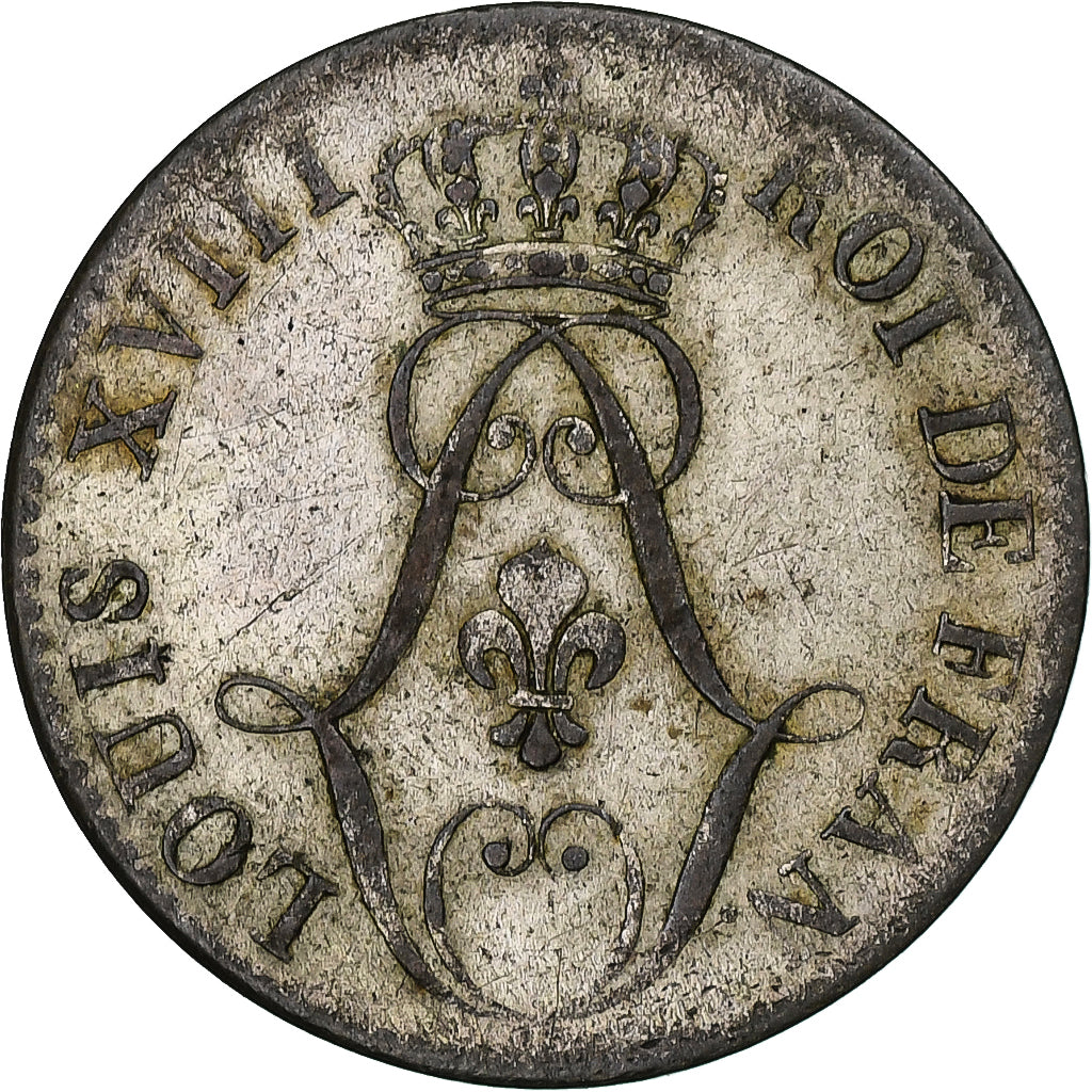 Guyana, Louis XVIII, 10 Cents, 1818, Paris, Billon, EF(40-45)