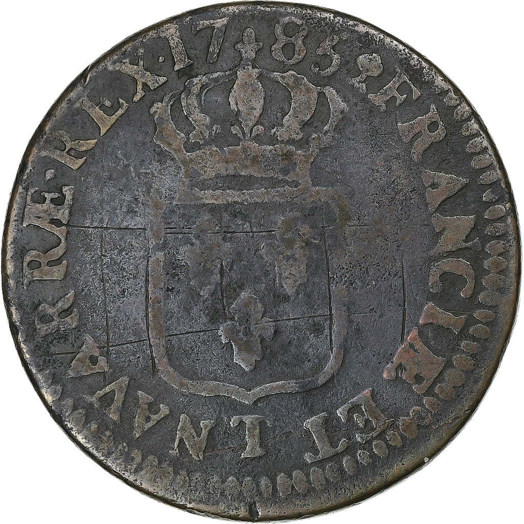 France, Louis XVI, Sol, 1785, Nantes, Copper, F(12-15), Gadoury:350