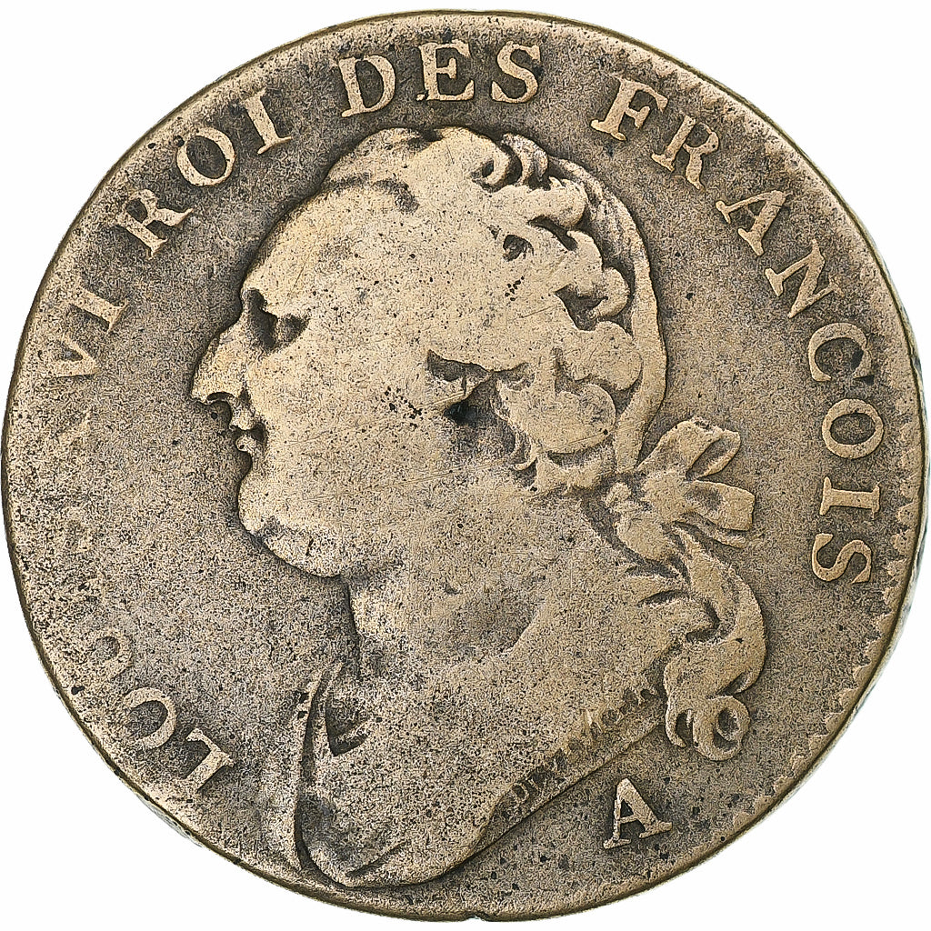 Frankreich, Louis XVI, 12 Deniers, 1791 / AN 3, Paris, Métal de cloche, S+