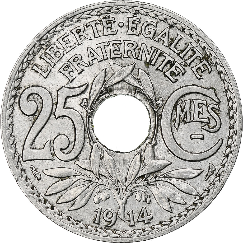 Frankreich, 25 Centimes, Lindauer, 1914, Paris, Souligné, Nickel, VZ