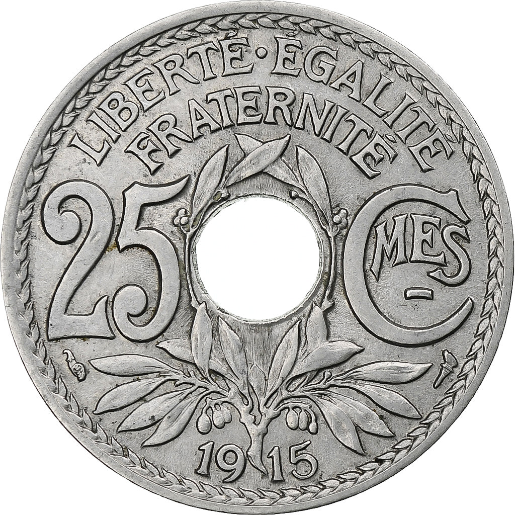 France, 25 Centimes, Lindauer, 1915, Paris, Souligné, Nickel, SUP, Gadoury:379