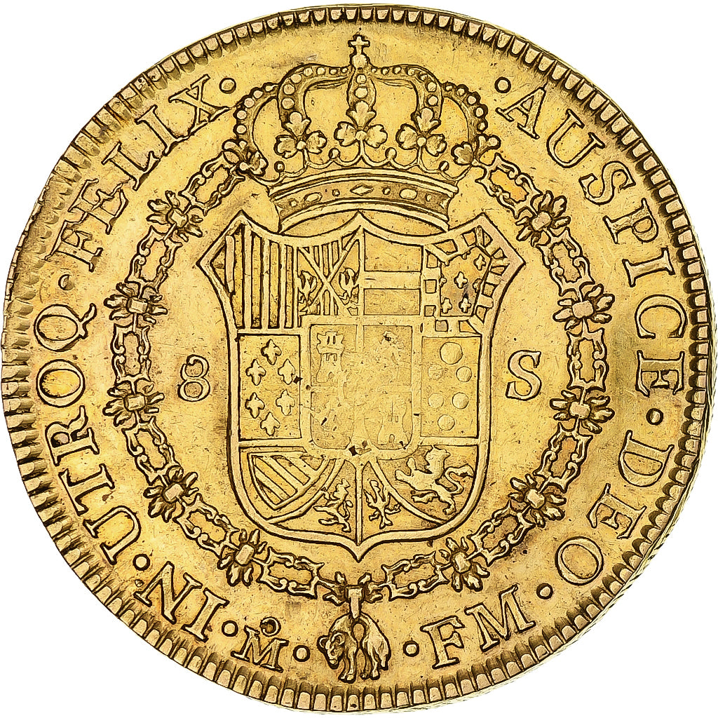 México, Spanish Colony, Charles IV, 8 Escudos, 1793, Mexico City, Oro, MBC