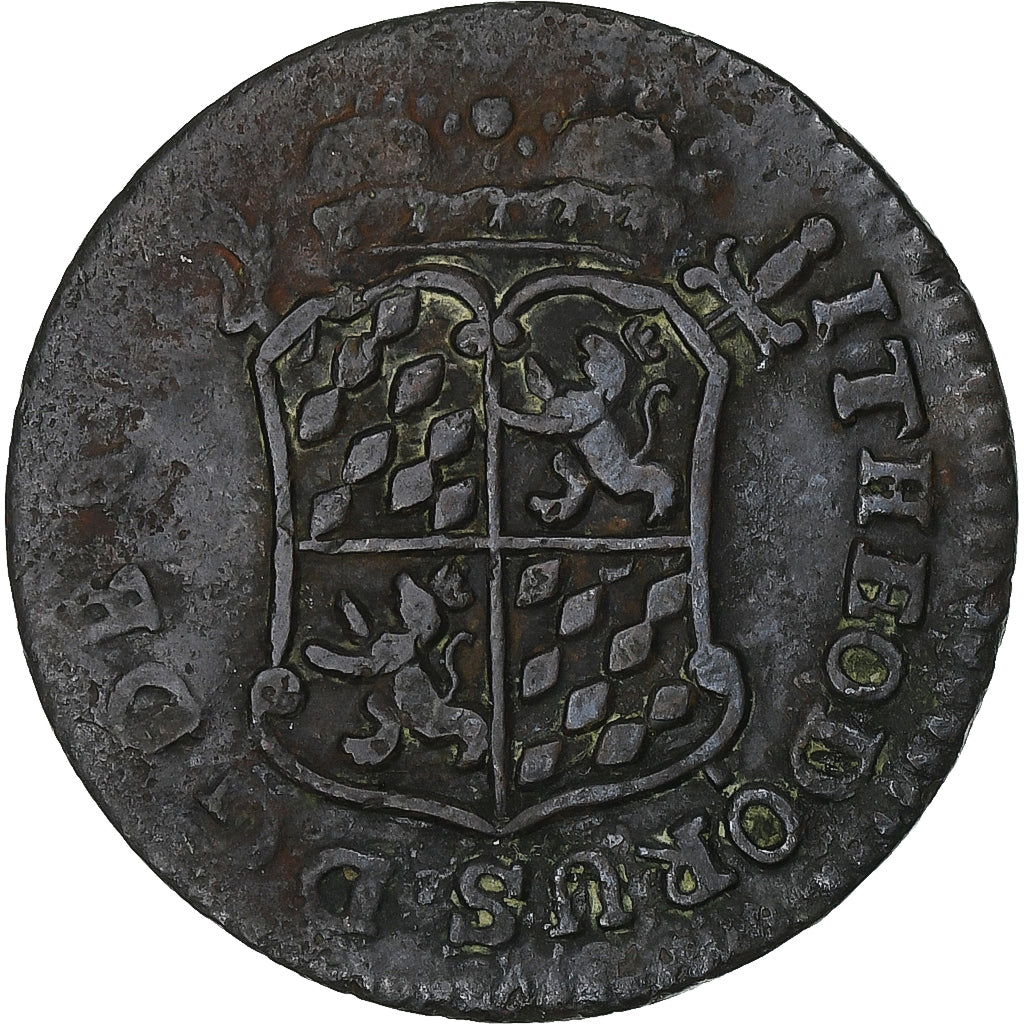 Prince-Bishopric of Liège, John Theodore, Liard, 1744, Liege, Copper