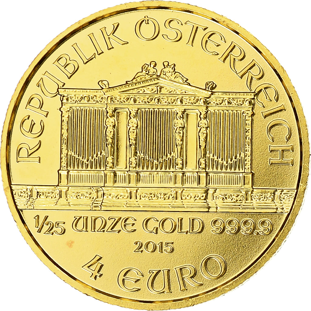 Austria, 4 Euro - 1/25 Oz, Philharmonic Orchestra, FS, 2015, Vienna, Oro, FDC
