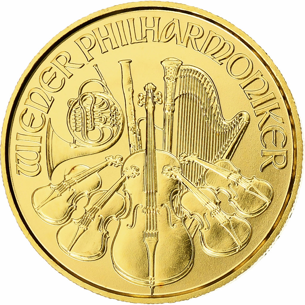 Austria, 4 Euro - 1/25 Oz, Philharmonic Orchestra, Proof, 2014, Vienna, Gold