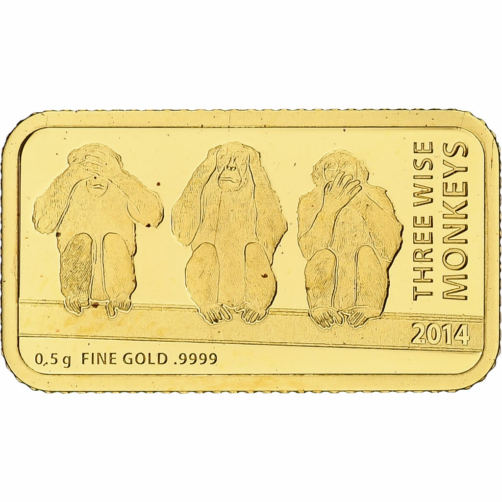Tanzania, 1500 shillings, Three Wise Monkeys, 2014, Prueba, Oro, FDC