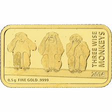 Tanzania, 1500 shillings, Three Wise Monkeys, 2014, Prueba, Oro, FDC