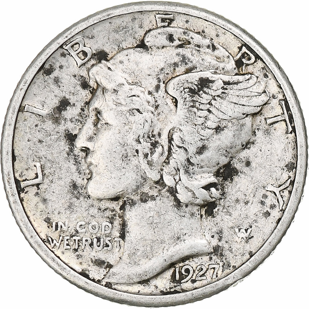 Stati Uniti, Dime, Mercury, 1927, Philadelphia, Argento, BB+
