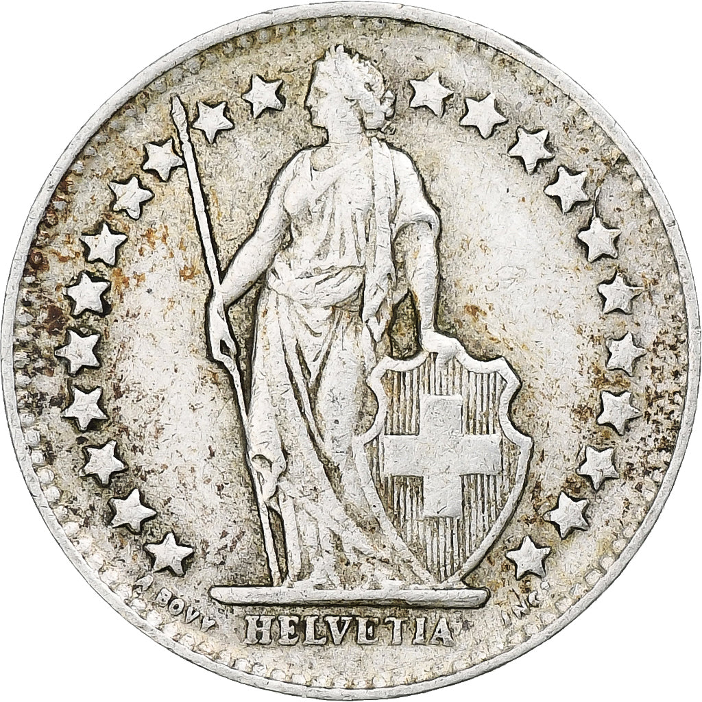 Switzerland, 1/2 Franc, Helvetia, 1944, Silver, AU(50-53), KM:23