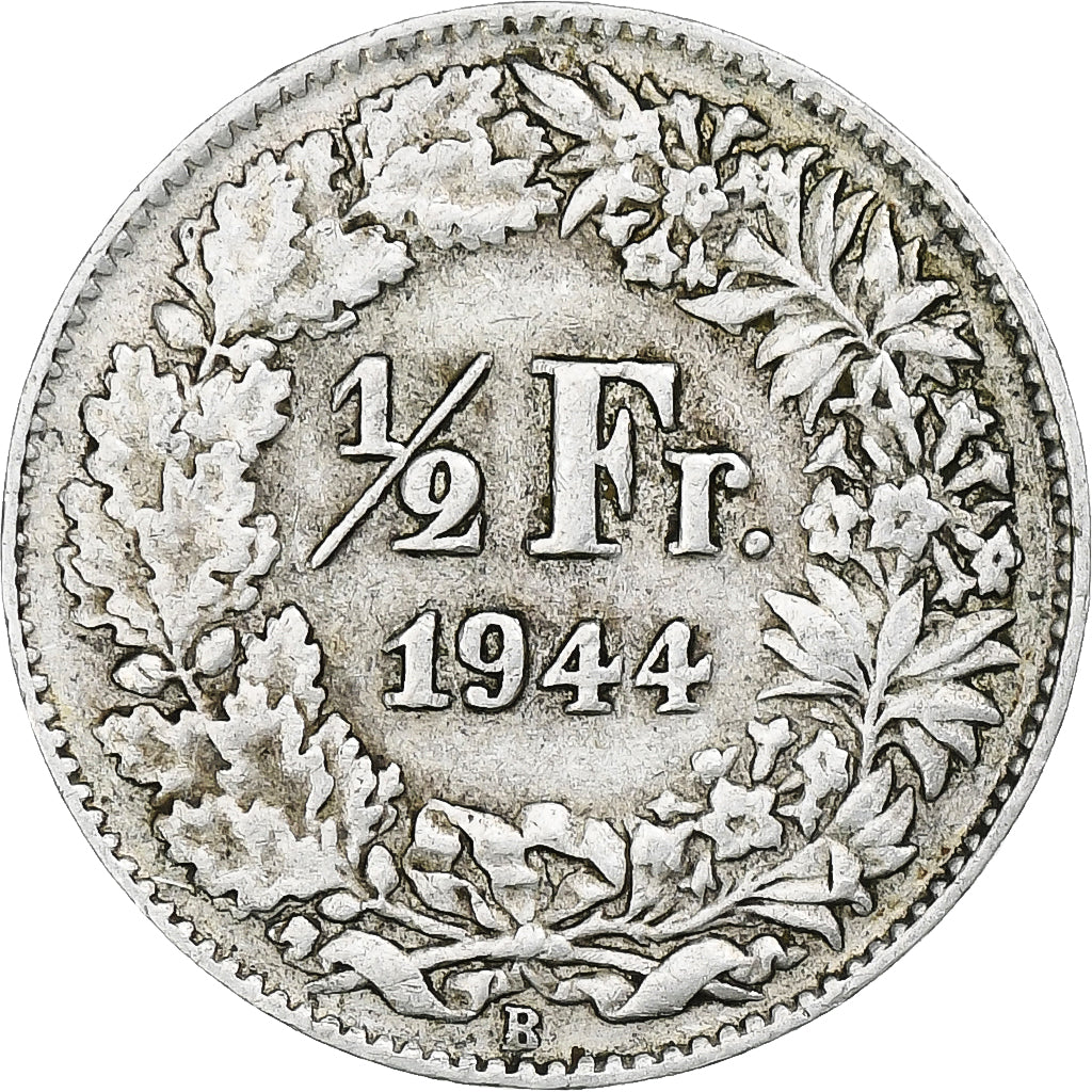 Switzerland, 1/2 Franc, Helvetia, 1944, Silver, AU(50-53), KM:23