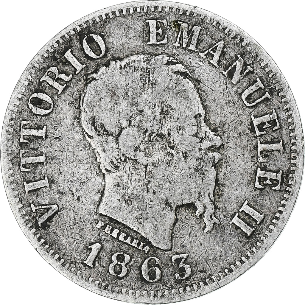 Italy, Vittorio Emanuele II, 50 Centesimi, 1863, Milan, Silver, VF(30-35)