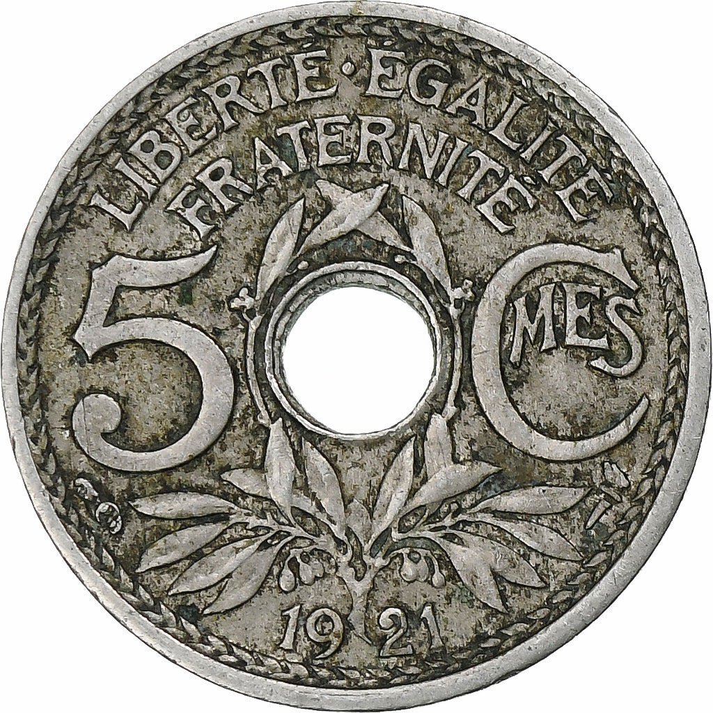 Frankrijk, 5 Centimes, Lindauer, 1921, Paris, Cupro-nikkel, ZF+