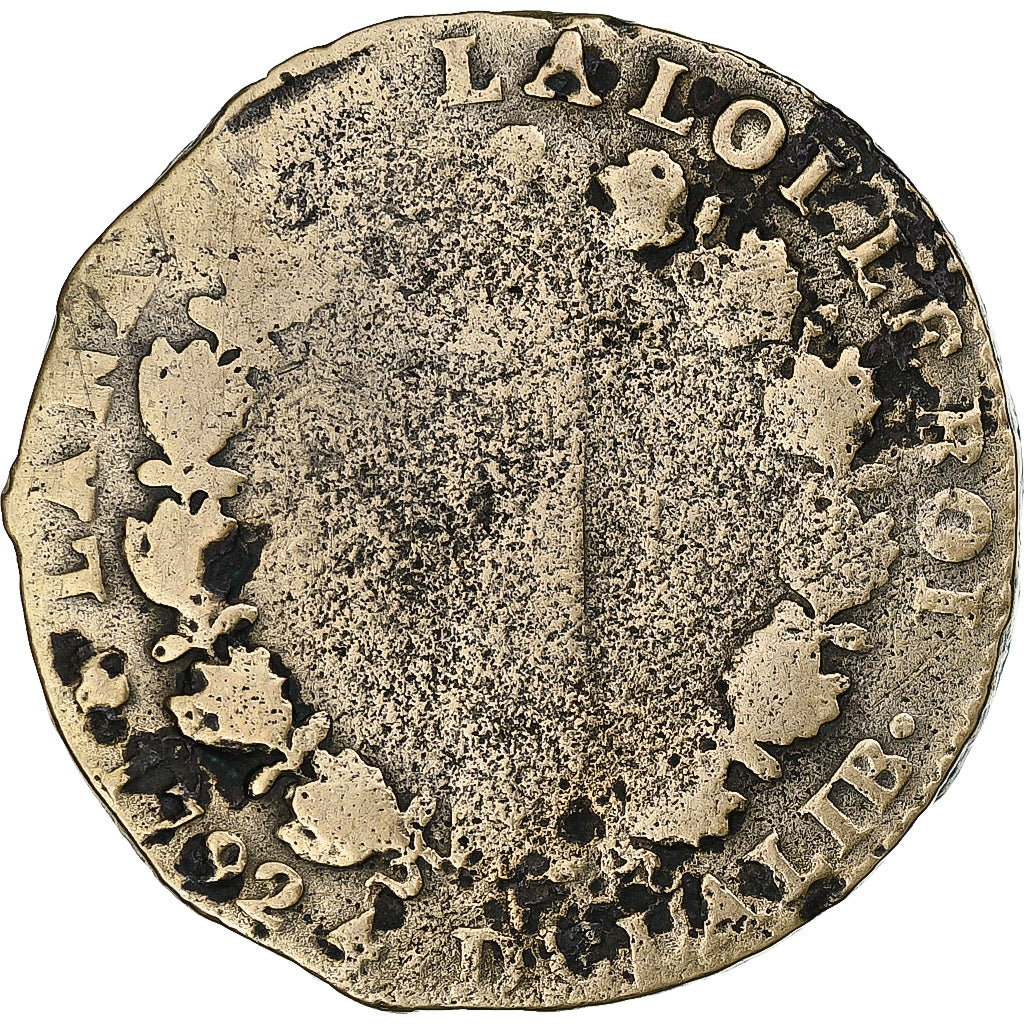 França, Louis XVI, 12 Deniers, 1792 / AN 4, Paris, Léopard, Cobre, F(12-15)