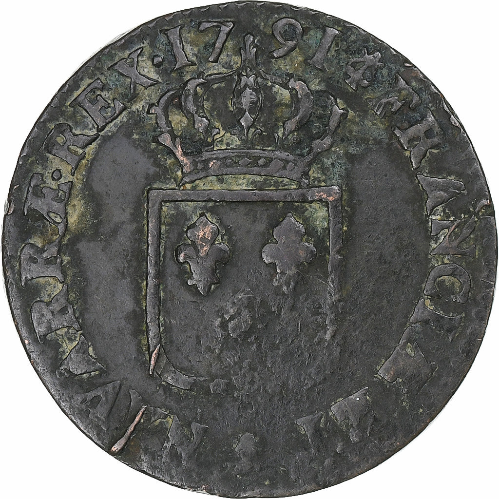 Francia, Louis XVI, Sol, 1791, Paris, 2nd semestre, Rame, MB, Gadoury:350