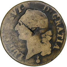 France, Louis XVI, Sol, 1791, Metz, 2nd semestre, Copper, F(12-15), Gadoury:350