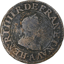 France, Henri IV, Double Tournois, 1608, Paris, Cuivre, TB, CGKL:222