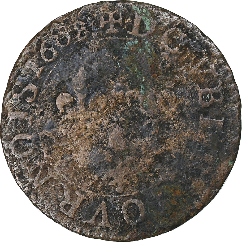 France, Henri IV, Double Tournois, 1608, Paris, Cuivre, TB, CGKL:222