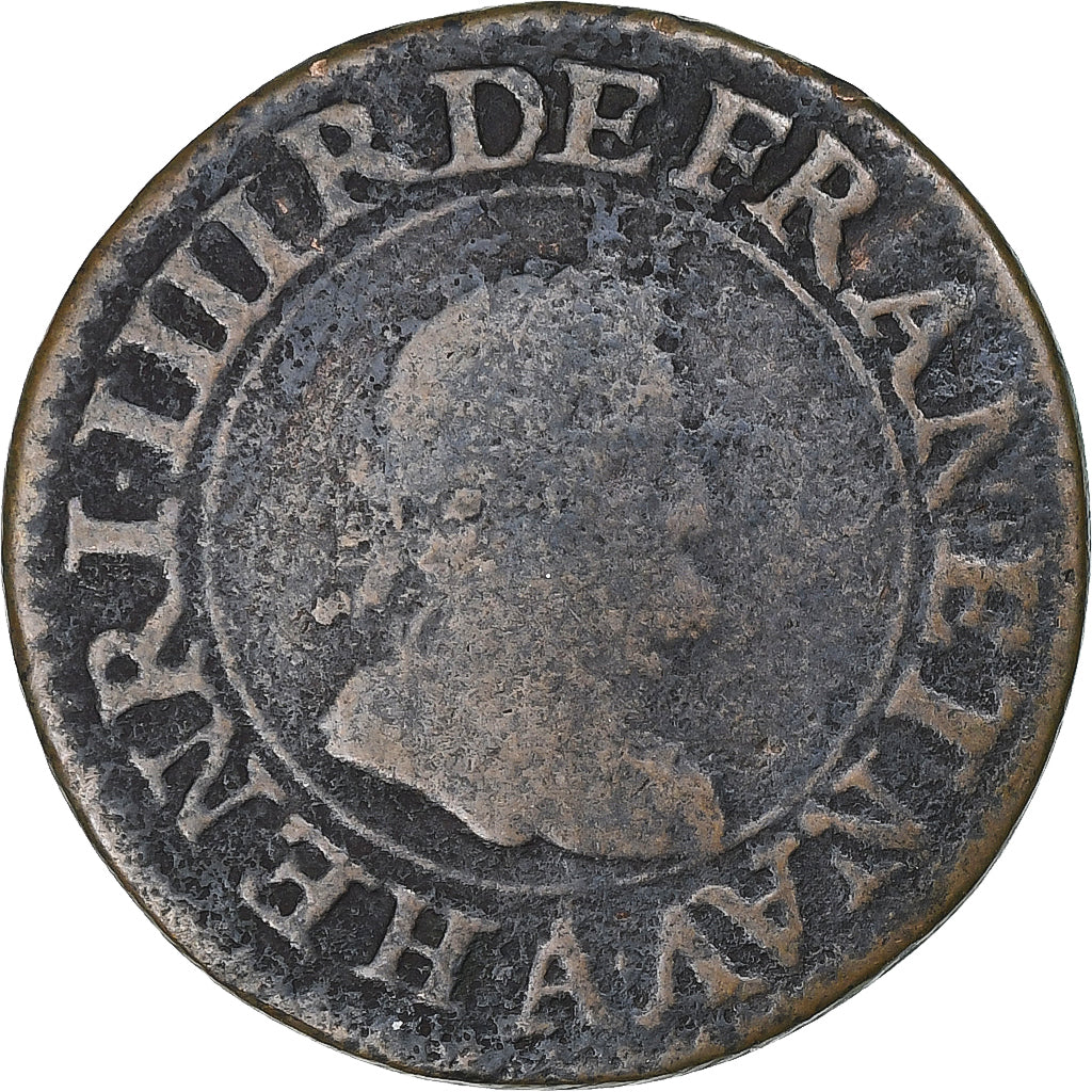 Francia, Henri IV, Double Tournois, 1608, Paris, Cobre, BC+, CGKL:222