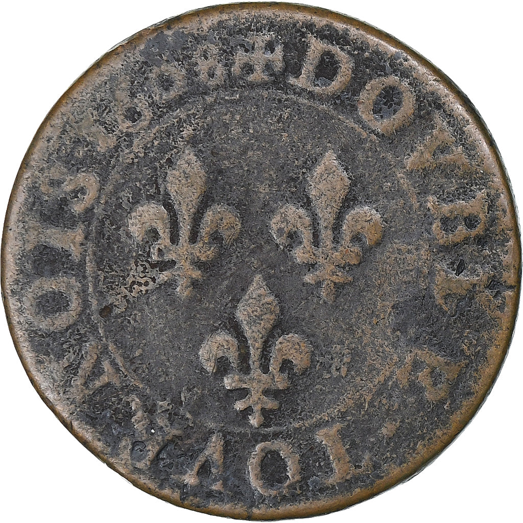 Francia, Henri IV, Double Tournois, 1608, Paris, Cobre, BC+, CGKL:222