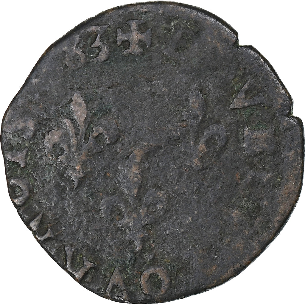 Francia, Henri III, Double Tournois, 1583, Poitiers, Cobre, BC+, CGKL:96