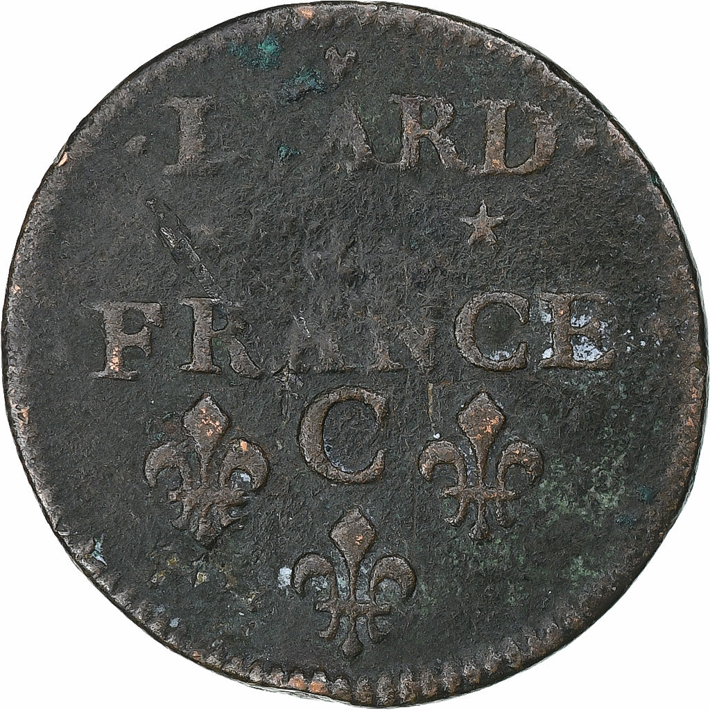 França, Louis XIV, Liard de France, 1657, Caen, Cobre, VF(30-35), C2G:54