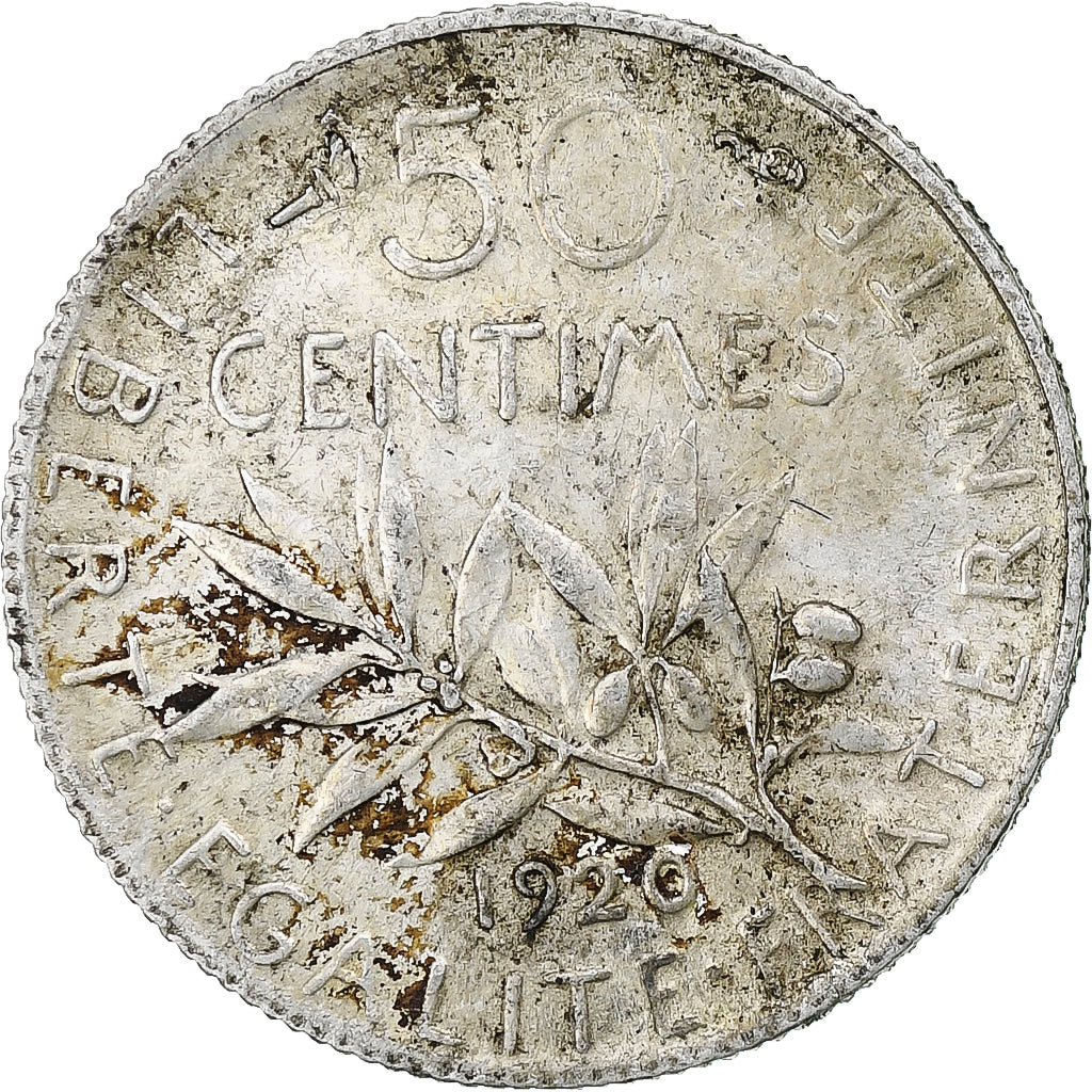 France, 50 Centimes, Semeuse, 1920, Paris, Silver, AU(50-53), Gadoury:420