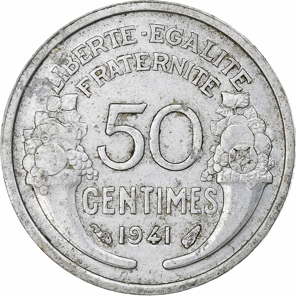 France, 50 Centimes, Morlon, 1941, Paris, Aluminum, EF(40-45), Gadoury:426