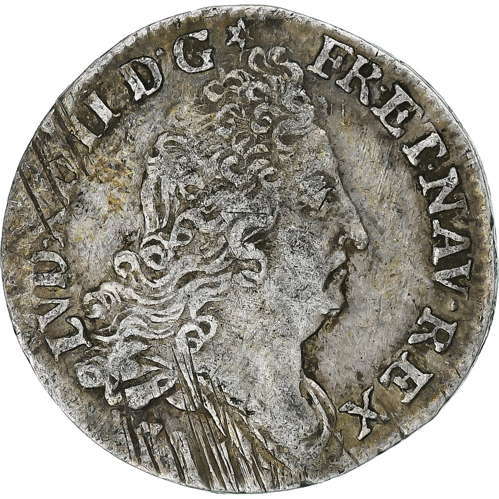 França, Louis XIV, 10 Sols aux insignes, 170(?), Rennes, Prata, EF(40-45)