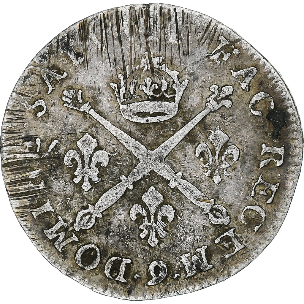 França, Louis XIV, 10 Sols aux insignes, 170(?), Rennes, Prata, EF(40-45)
