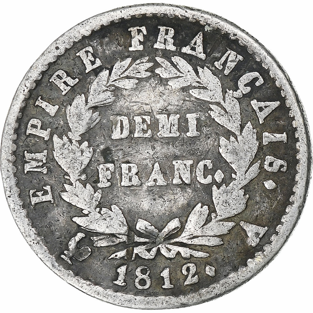 France, Napoléon I, Demi Franc, 1812, Paris, Argent, TB+, Gadoury:399