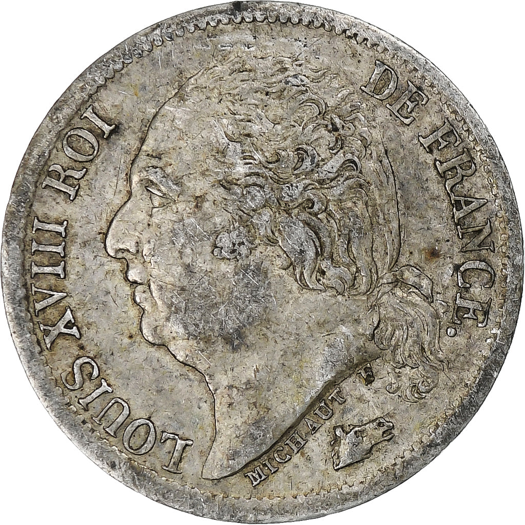 France, Louis XVIII, 1/2 Franc, 1816, Paris, Silver, EF(40-45), Gadoury:401