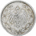 Allemagne, Wilhelm II, 1/2 Mark, 1905, Karlsruhe, Argent, TTB, KM:17