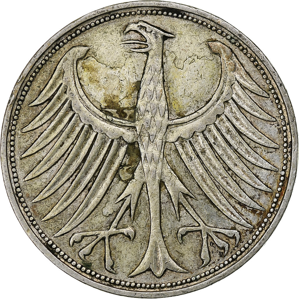 GERMANY - FEDERAL REPUBLIC, 5 Mark, 1951, Hamburg, Silver, AU(50-53), KM:112.1