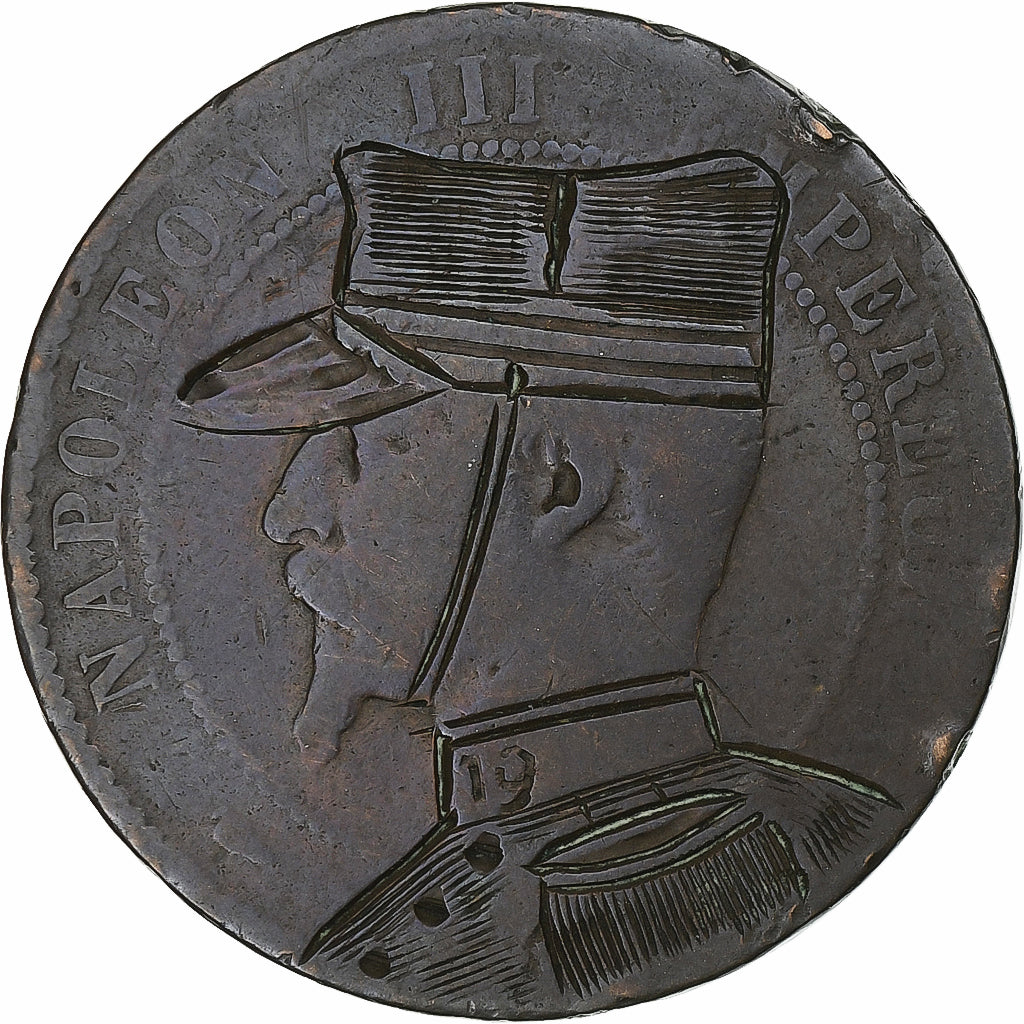 France, 10 Centimes, Napoléon III, Guerre de 1870, Satirique, Uncertain date