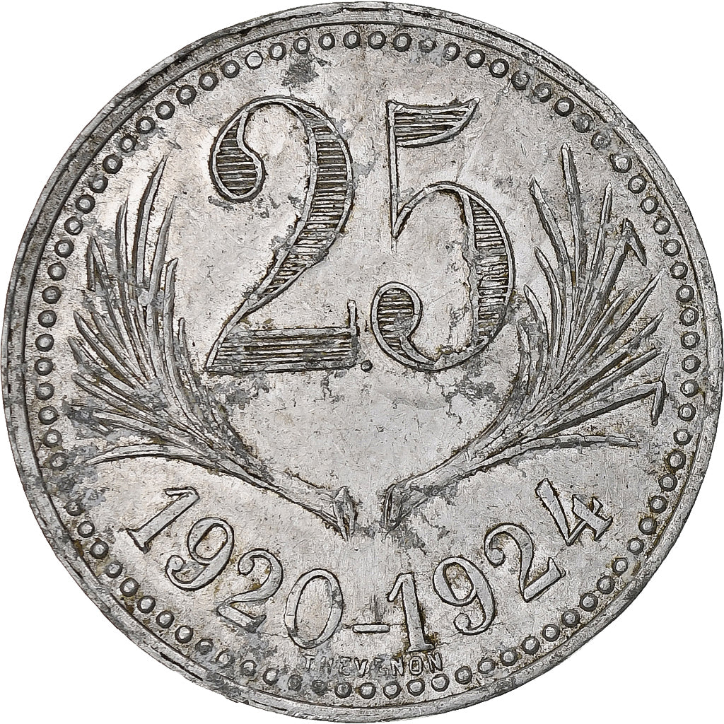 France, Chambre de commerce de l'Hérault, 25 Centimes, 1920-1924, TTB