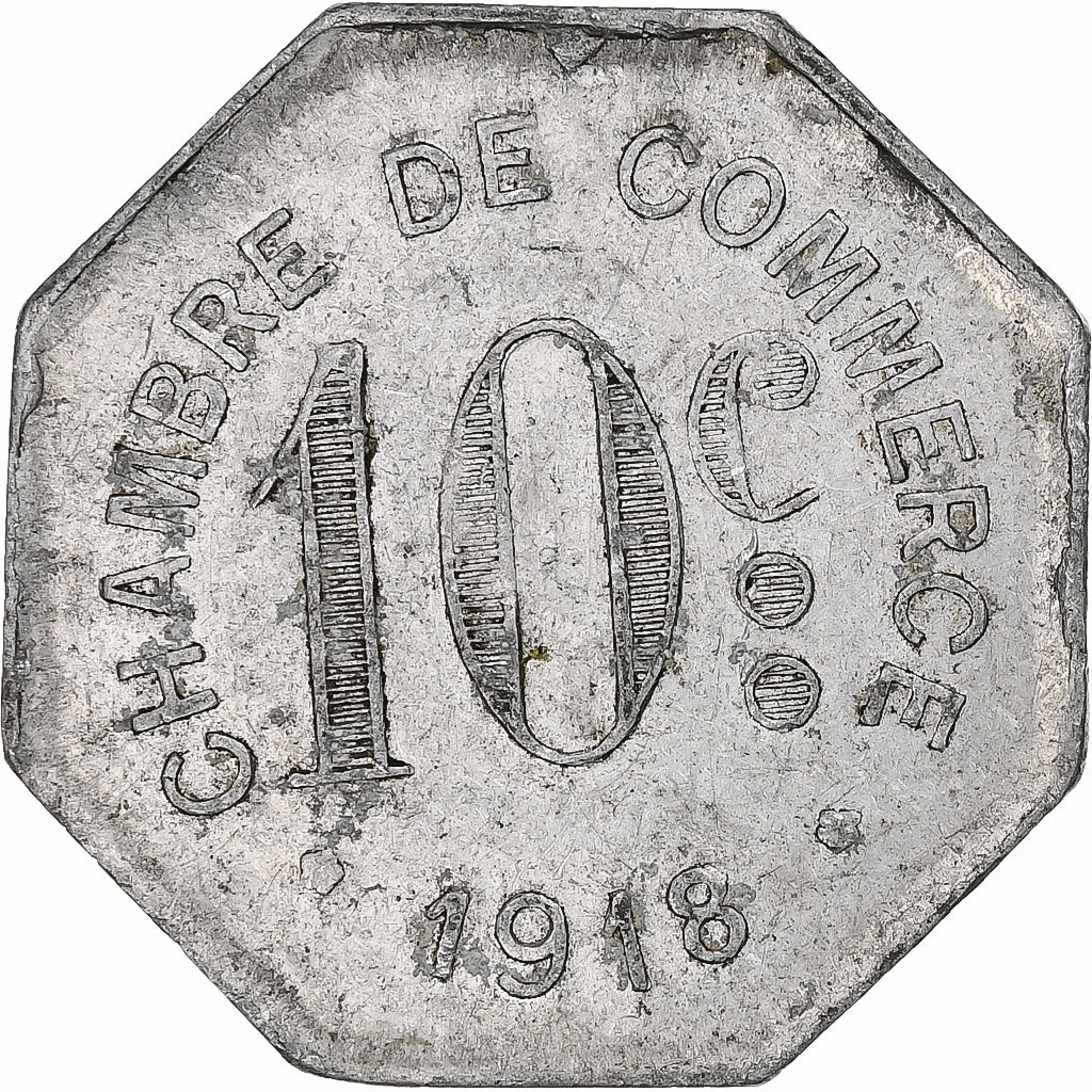 Frankrijk, Chambre de commerce de Rouen, 10 Centimes, 1918, ZF, Aluminium