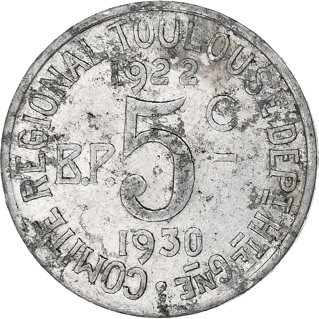 France, Comité du sud-ouest, 5 Centimes, 1930, TTB+, Aluminium