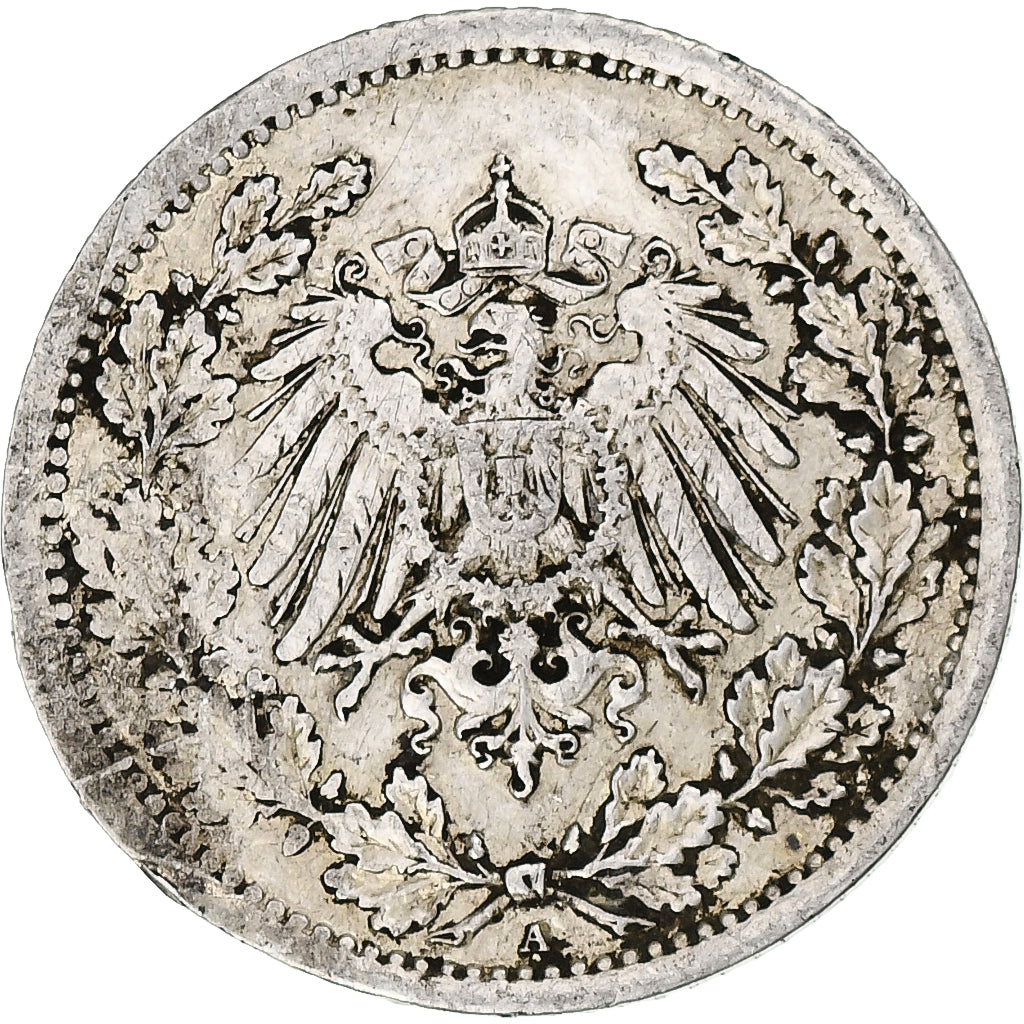 Allemagne, Wilhelm II, 1/2 Mark, 1915, Berlin, Argent, TTB, KM:17