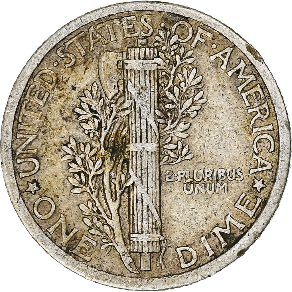 Stati Uniti, Dime, Mercury, 1917, Philadelphia, Argento, BB