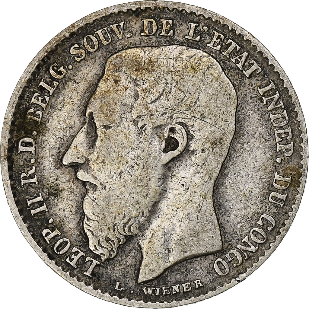 CONGO FREE STATE, Leopold II, 50 Centimes, 1896, Silber, S+