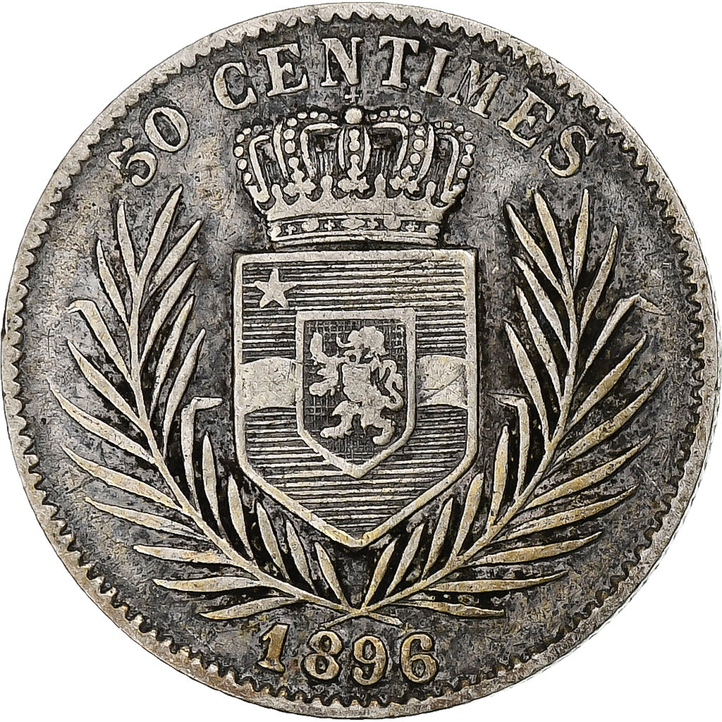 CONGO FREE STATE, Leopold II, 50 Centimes, 1896, Silber, S+