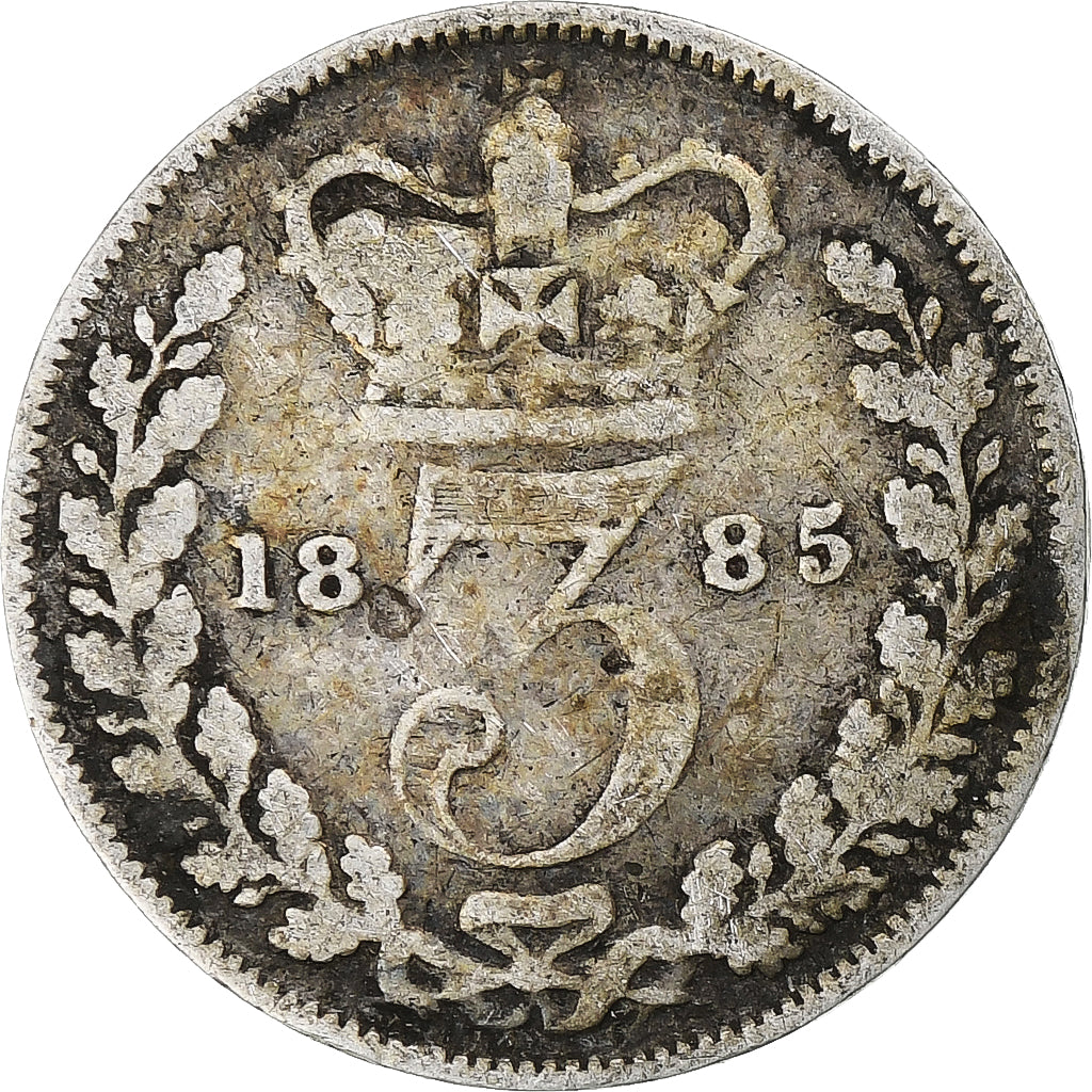 Great Britain, Victoria, 3 Pence, 1885, London, Silver, VF(20-25), KM:777