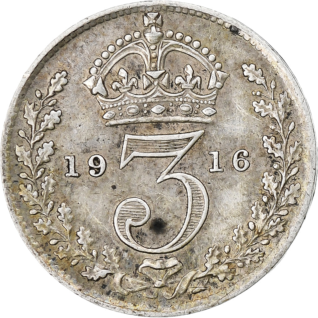 Wielka Brytania, George V, 3 Pence, 1916, London, Srebro, EF(40-45), KM:813