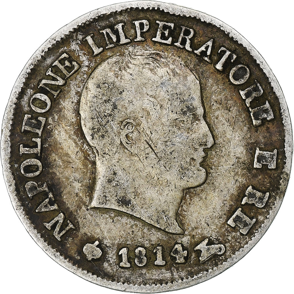 Italy, Napoleon I, 10 Soldi, 1814, Milan, Silver, VF(20-25), Gadoury:IT21