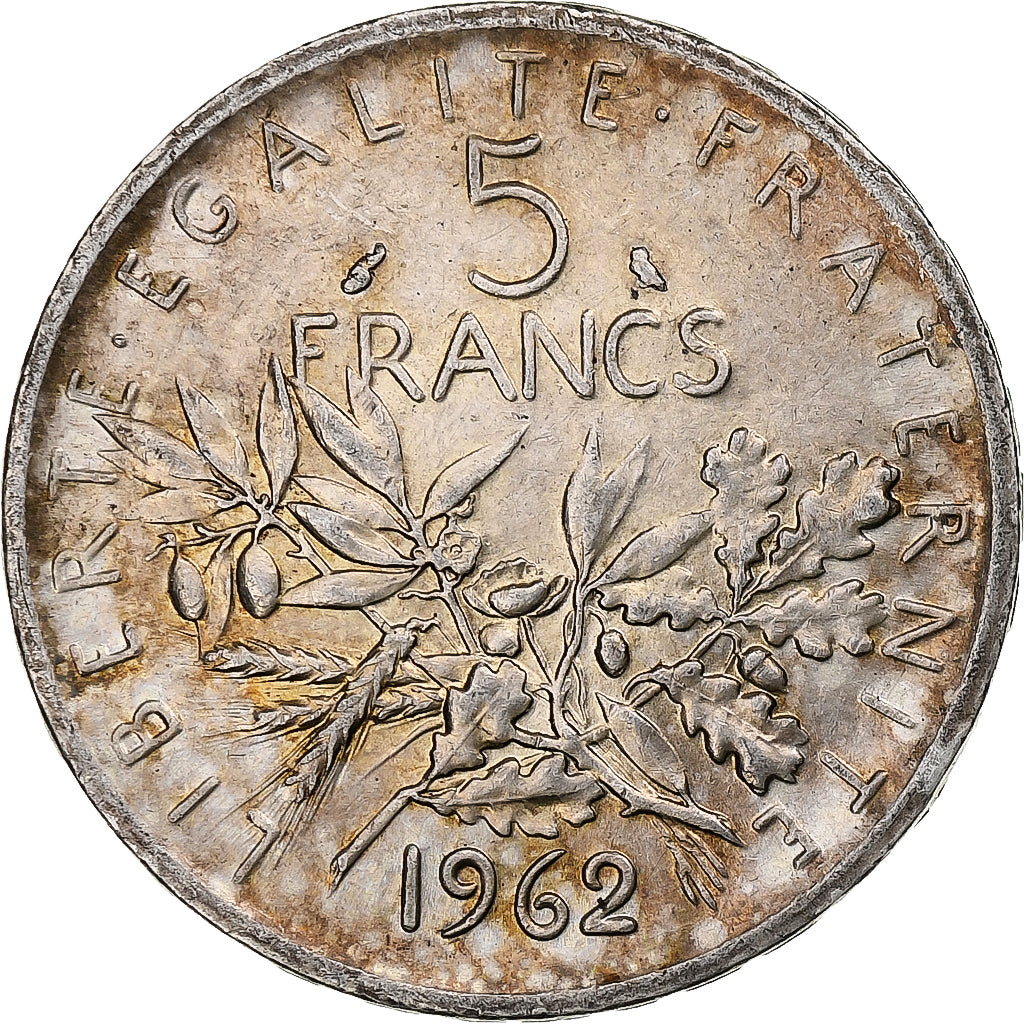 France, 5 Francs, Semeuse, 1962, Paris, Silver, AU(50-53), Gadoury:770
