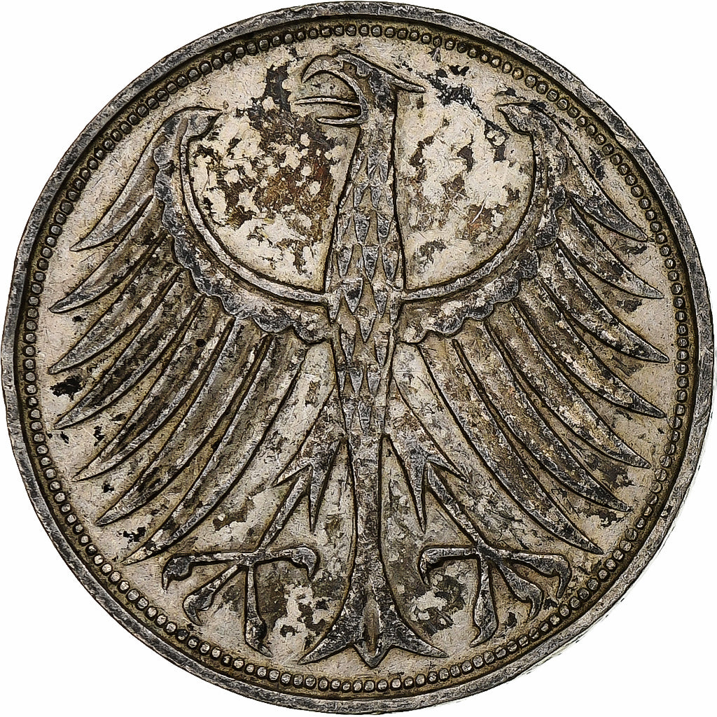 République fédérale allemande, 5 Mark, 1965, Stuttgart, Argent, TTB+