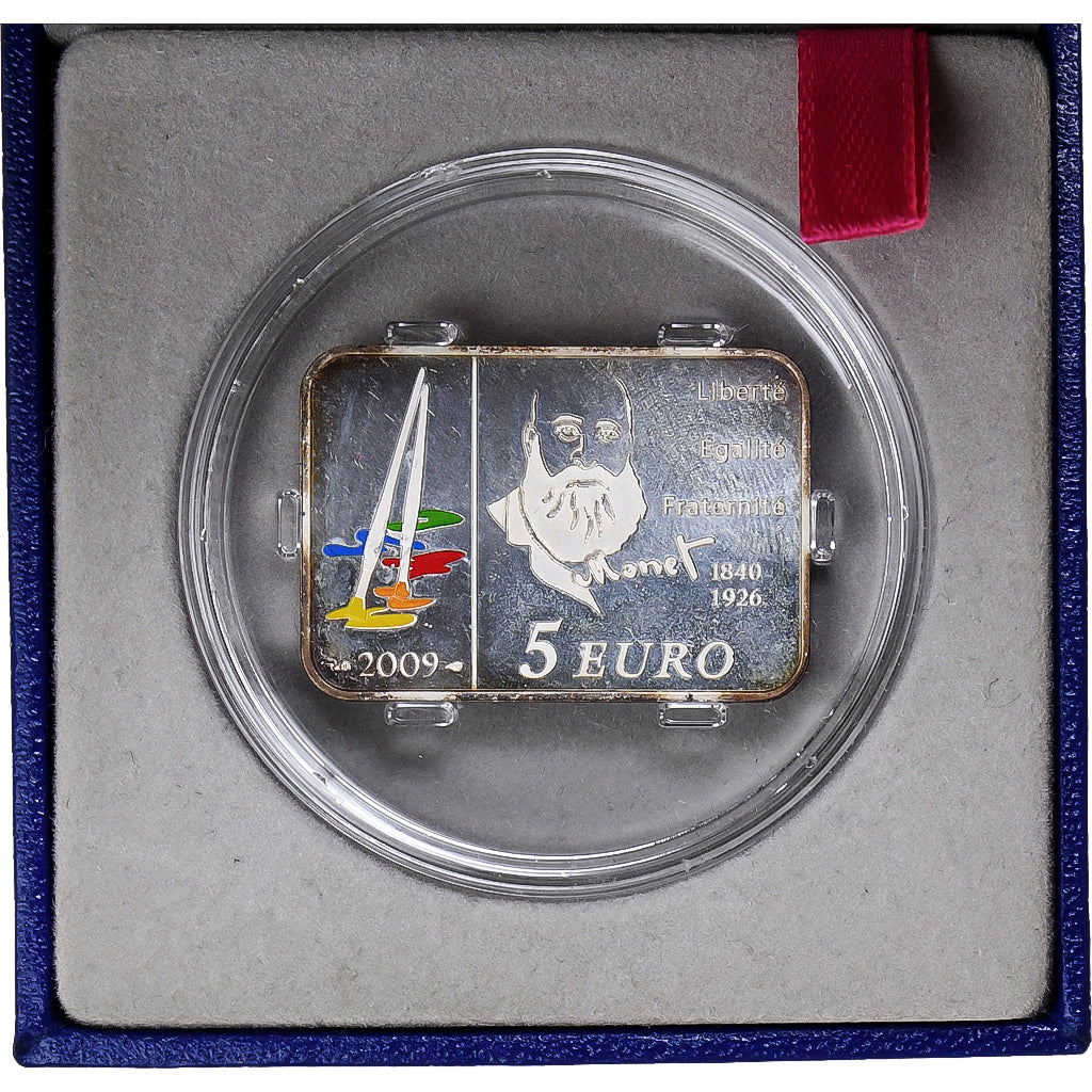 France, 5 Euro, Claude Monet, BU, Colorized, 2009, MDP, Silver, MS(65-70)